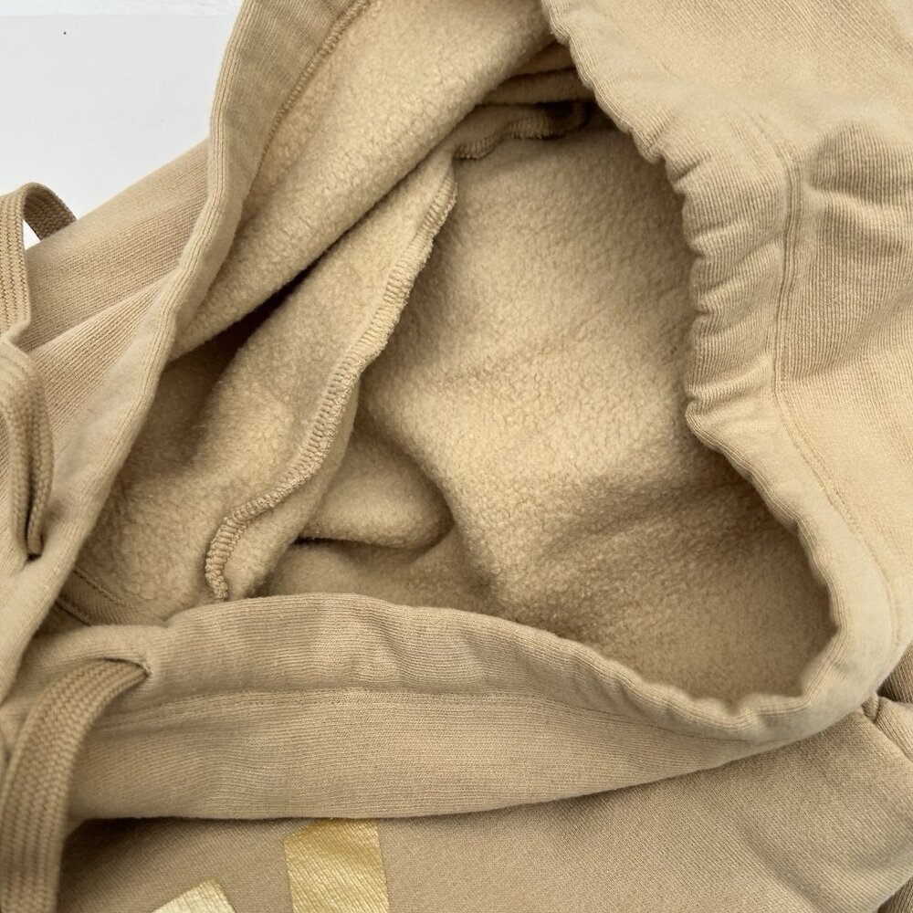 Victoria's Secret PINK Campus Logo Beige Hoodie Gold Logo Fleece Lined Size S - Picture 5 of 7